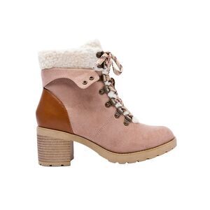 JANE AND THE SHOE Womens Brown Emilia Round Toe Block Heel Lace-Up Booties 6